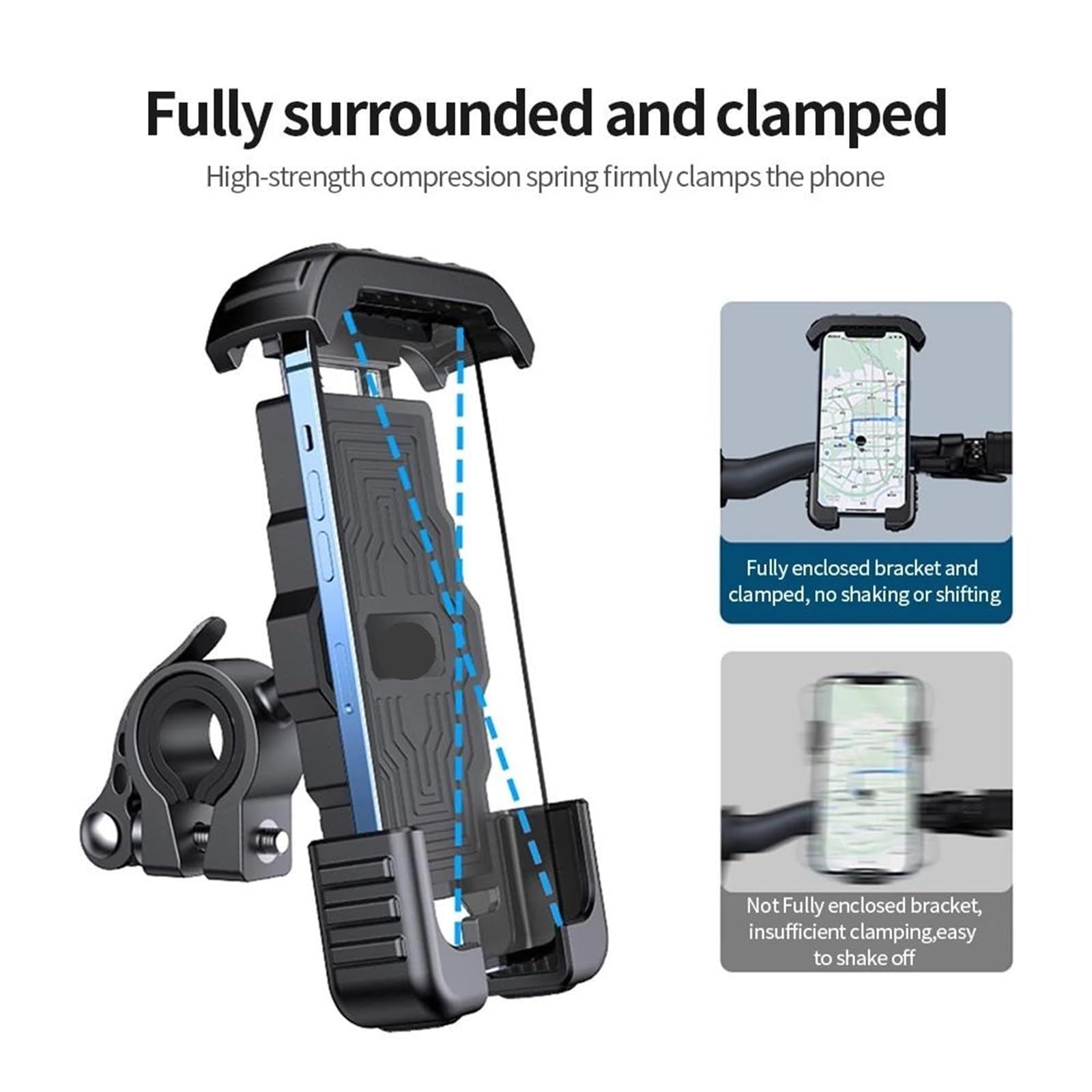 Générique Support De Téléphone De Vélo pour Trekking RX 2022-, Support Rotatif À 360 ° Téléphone Anti-Vibration,E Black-C