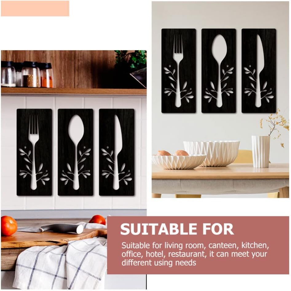 GANAZONO 1 Set Wooden Fork Spoon Sign Spoon Fork Basswood Three-dimensional