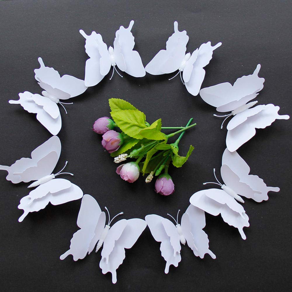 Dekorative Wandsticker 100 Stücke Doppelschicht Dreidimensionale Weißer Schmetterling 3D Dekoration Hochzeit Fotografie Fenster Wandmalerei Kann Gefärbt Werden Pvc Wandaufkleber 18 + 12 Cm