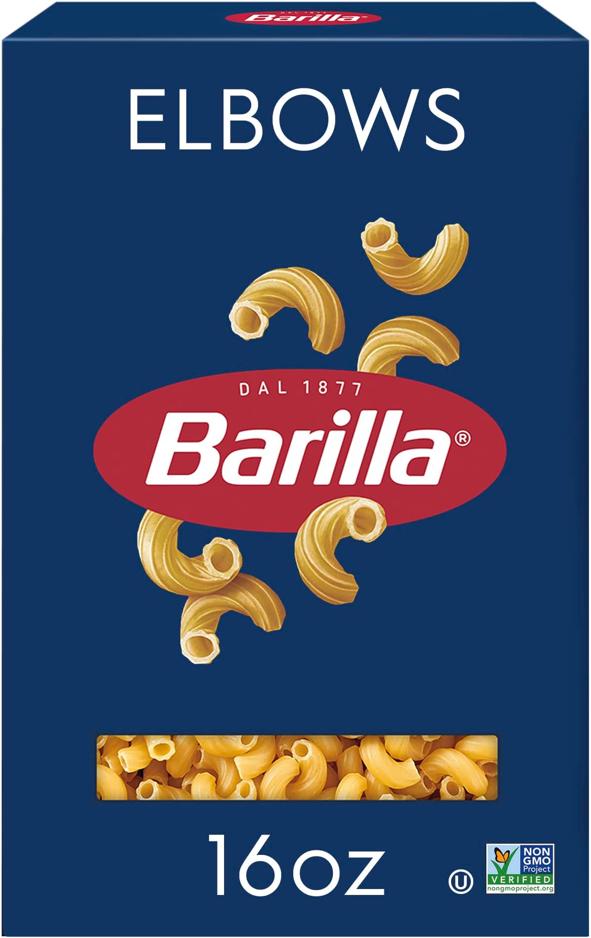 Elbows Pasta, 16 oz. Box - Non-GMO Pasta Made with Durum Wheat Semolina - Kosher Certified Pasta