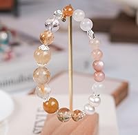 Vista 52 de Precious Gemstone Natural Crystal Healing Bracelet, Rutilated Quartz, Moonstone, Quartz Handmade Original Design Bracelet