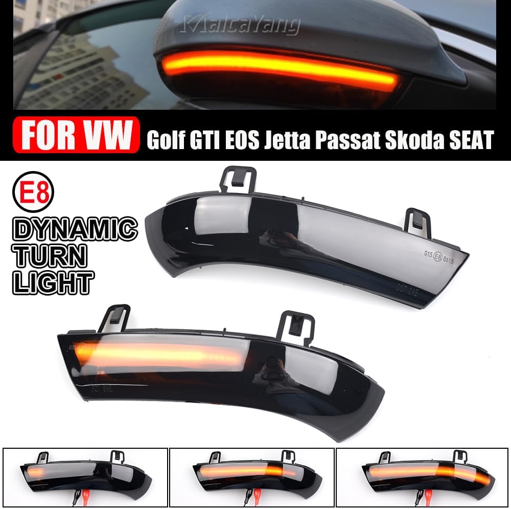 Side Mirror Turn Signal Indicator Dynamic Sequential LED Light for 2003-2013 VW Golf 5 GTI V Jetta MK5 Passat B6 B5.5 Eos R32 Rabbit,Side Marker Blinkers Mirror Light for VW Golf 5 EOS