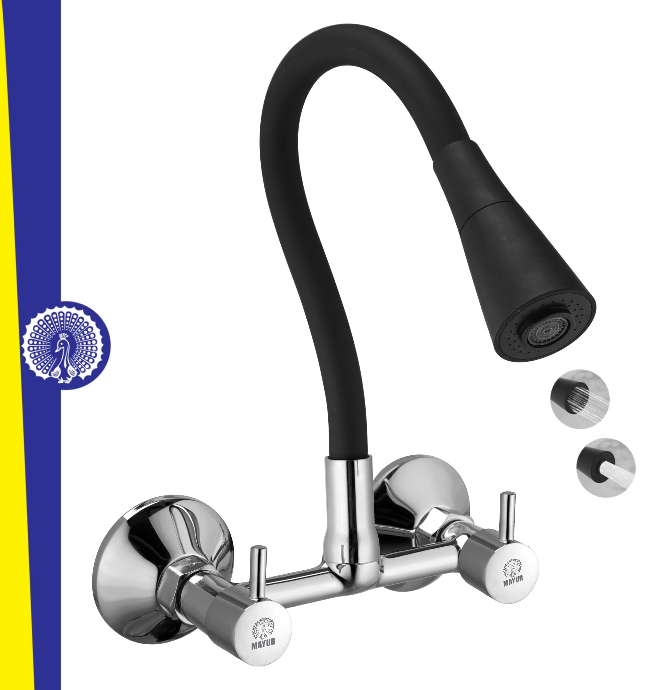 MAYUR ÖCICH Wall Mounted Brass Sink Mixer Tap for Kitchen Faucet with 360 Degree Dual Flow Flexible Swivel Spout Extension for Hot and Cold Water Tap (FLARE-7704) (B09W33GCDD) Amazon Price History, Amazon Price Tracker