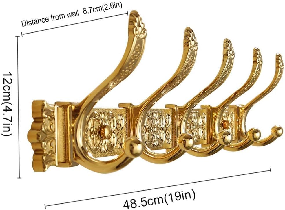 Perchero elegante de pared con acabados dorados para abrigos y complementos 2