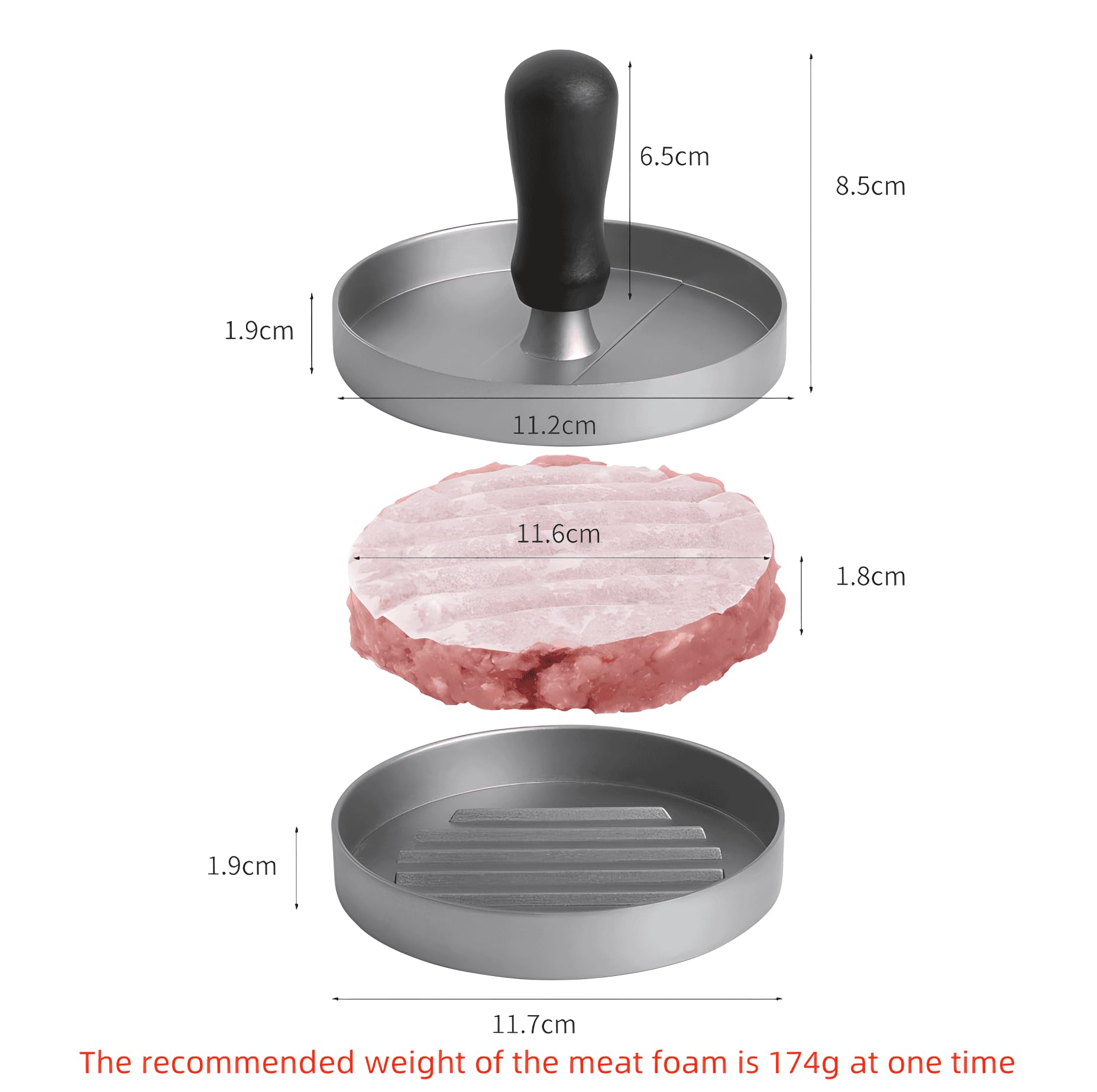 Presse à Hamburgers En Aluminium Antiadhésive - Moule à Galettes Avec 100 Feuilles De Papier Sulfurisé