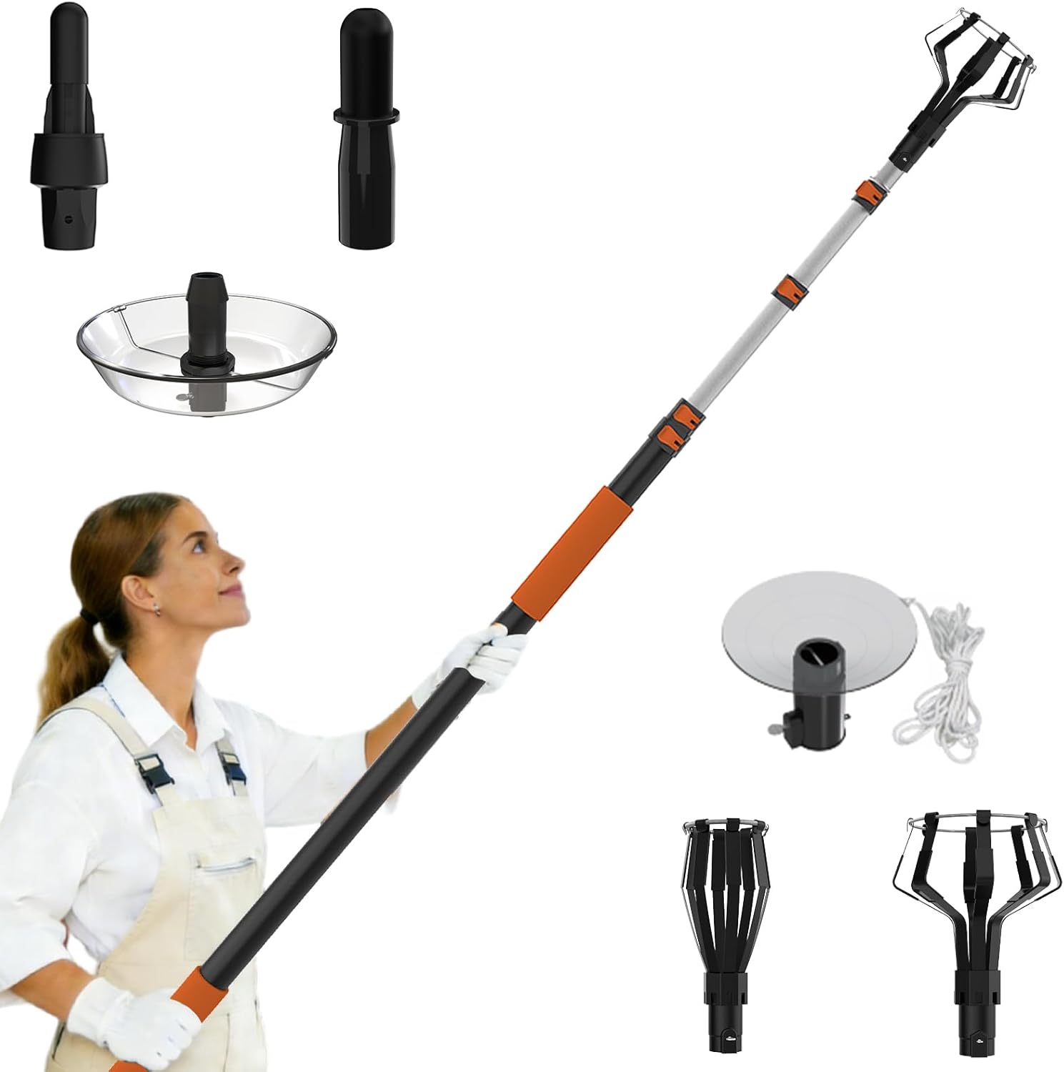 Light Bulb Changer for High Ceilings 26FT Reach, Light Bulb Changer 5-20FT with Basket, Suction Cup and Disc for Recessed Lights High Ceiling