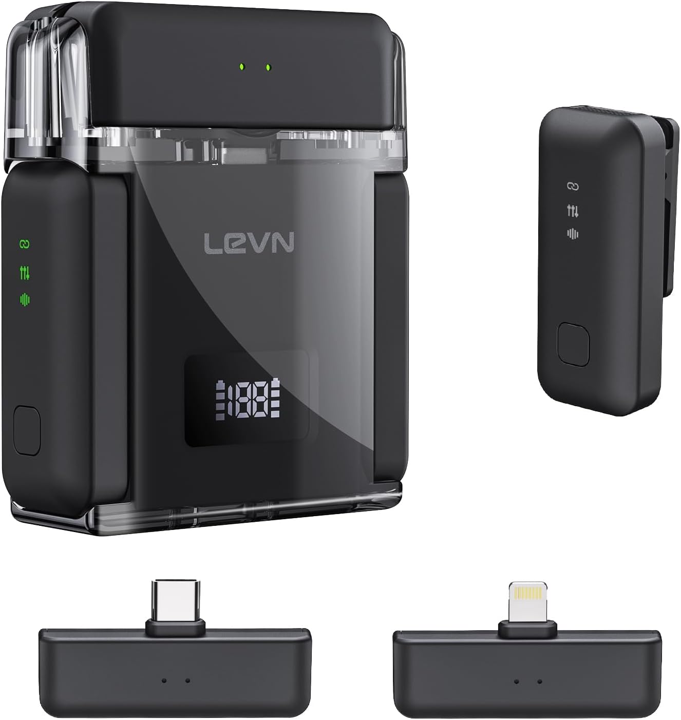 LEVN Wireless Microphone for iPhone/Android/PC, USB-C/Lightning Plug & Play, AI Noise Cancel, 328ft Range, 30H Battery Life with Charging Case, iPhone Microphone for TikTok, YouTube, Vlogging LEVN Wireless Microphone for iPhone/Android/PC, USB-C/Lightning Plug & Play, AI Noise Cancel, 328ft Range, 30H Battery Life with Charging Case, iPhone Microphone for TikTok, YouTube, Vlogging