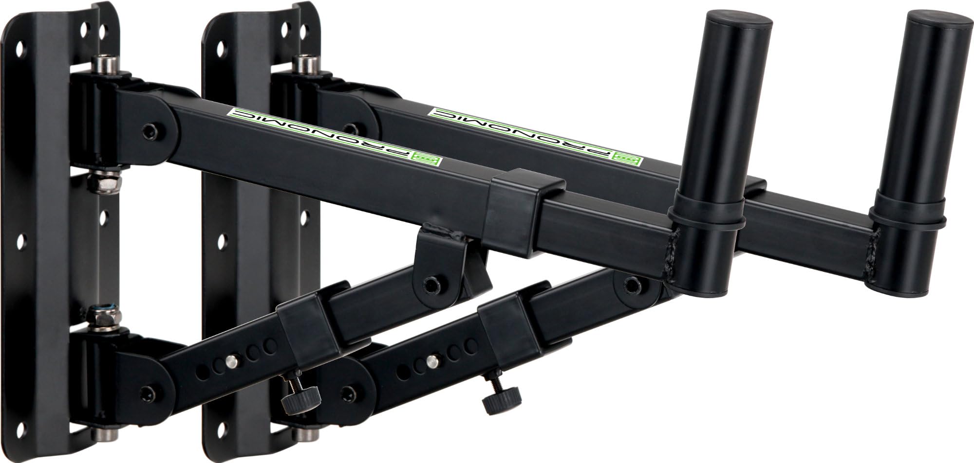 Pronomic 2X WSM-40 PA Lautsprecher Wandhalterung für PA-und HiFi-Boxen (für Lautsprecher bis max. 40 kg und 36mm Flansch, 5-stufig Verstellbarer Winkel, horizontal schwenkbar, stabil, Metall) schwarz