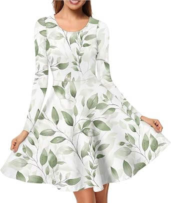 Mommy and Me Dresses Matching Mother Daughter Outfits Crewneck Dress for Fall Winter Spring Women's Casual Dresses