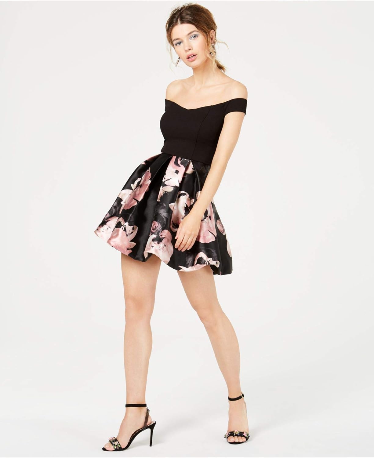 speechless juniors sleeveless fit flare dress Speechless Womens Low Back Sleeveless V Neck Full-Length Formal Fit + Flare Dress 5 / Navy main image 1