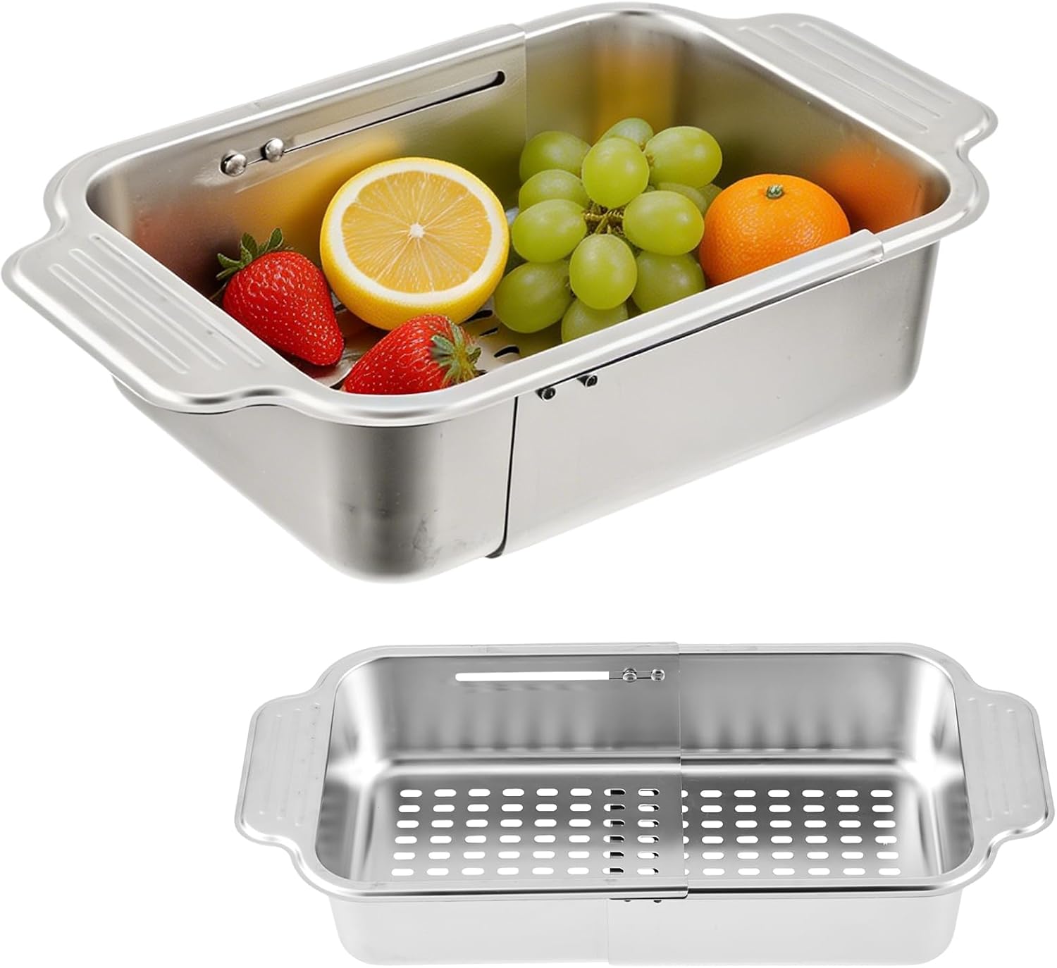 Expandable Freezer Baskets for Chest Freezer, Adjustable Stainless Steel Hanging Organizer Bin 13.46"–17.32" for Deep Freezer Storage