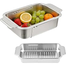 Expandable Freezer Baskets for Chest Freezer, Adjustable Stainless Steel Hanging Organizer Bin 13.46"17.32" for Deep Freezer Storage