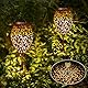 Görvitor LED Solarlampen für Außen Garten 2 Stück, Metall Solarleuchten für Außen mit IP65 Wasserdicht, Warmweiß Orientalische Gartenleuchten Solar mit Erdspieß für Terrasse Blumenkasten Balkon