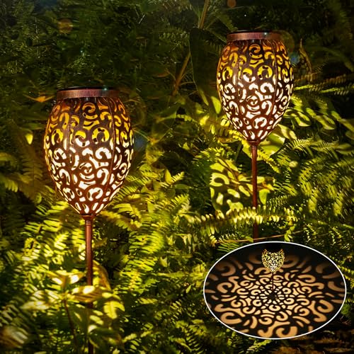 Görvitor LED Solarlampen für Außen Garten 2 Stück, Metall...