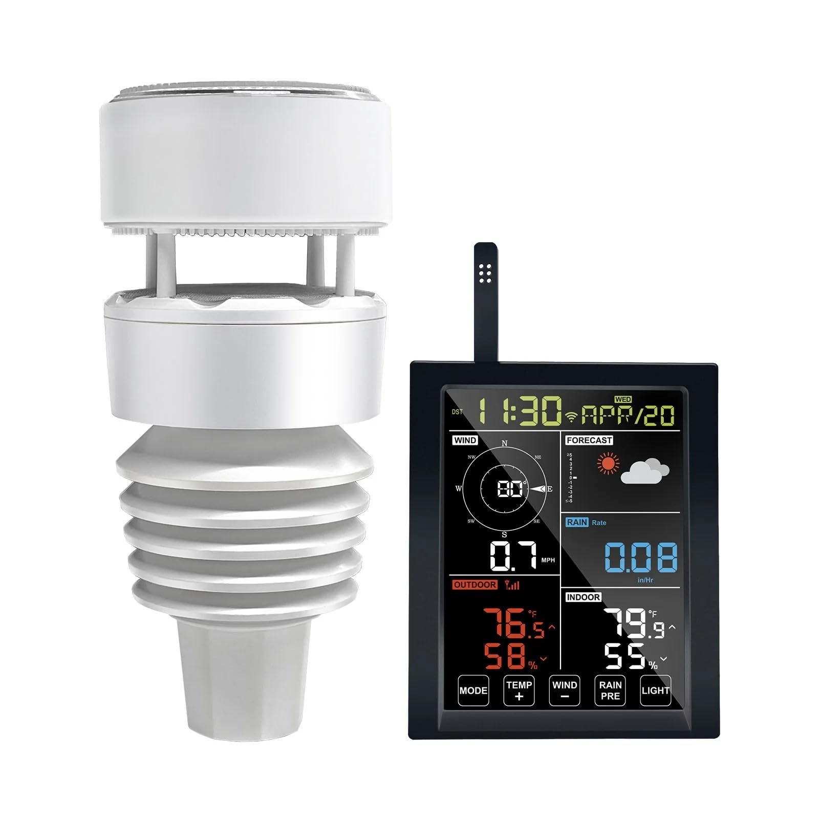 ECOWITT WN1981 Wi-Fi Weather Station Indoor and Outdoor, Includes WN1980 LCD Display Console and WS90 Outdoor Sensor, 915 MHz