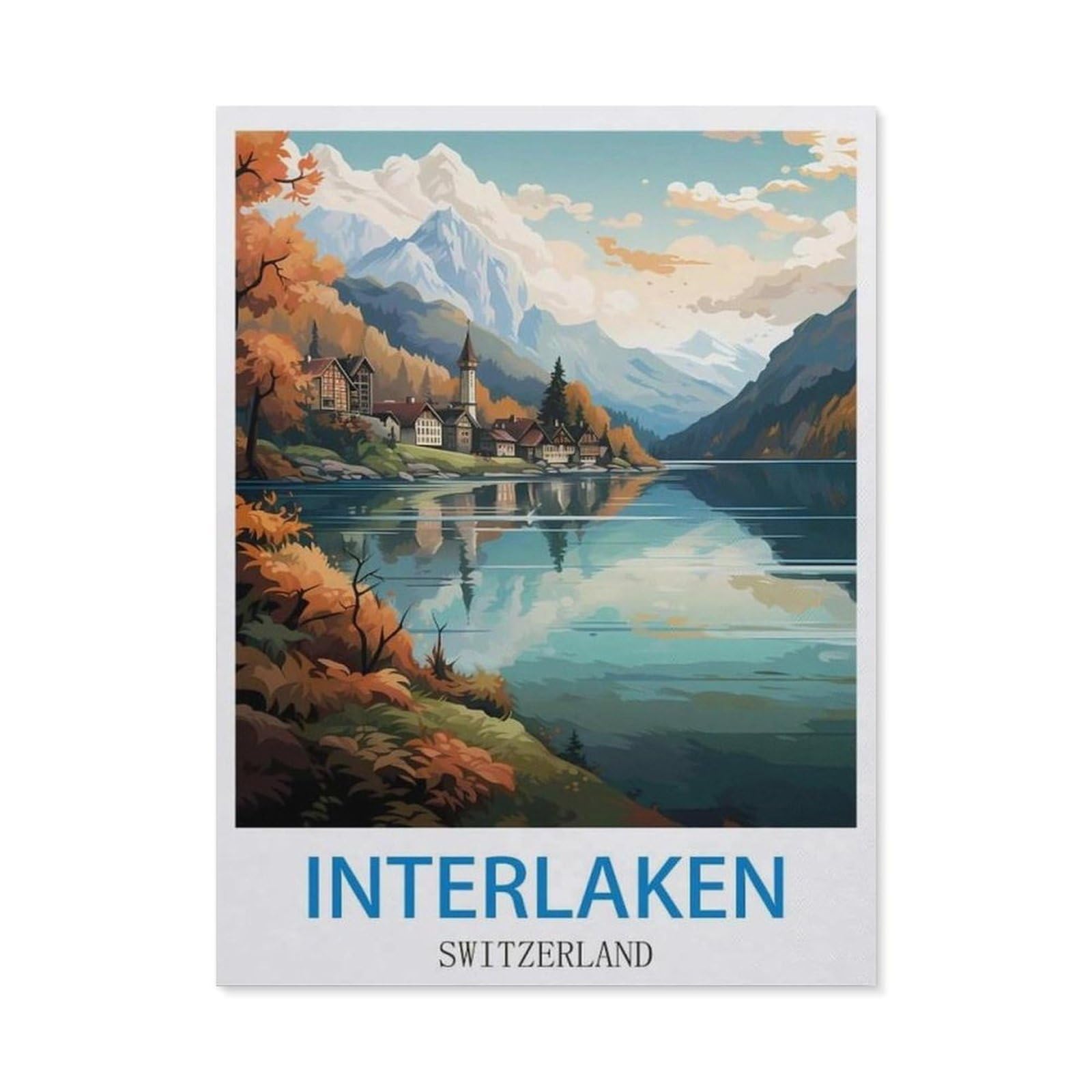 BEAYODKP 5D Diamond Painting Set for Adults and Children，Interlaken Switzerland，DIY Diamond Crystal Rhinestone Embroidery Painting（30 x 40 cm/11.81 x 15.74 inches）-CK98