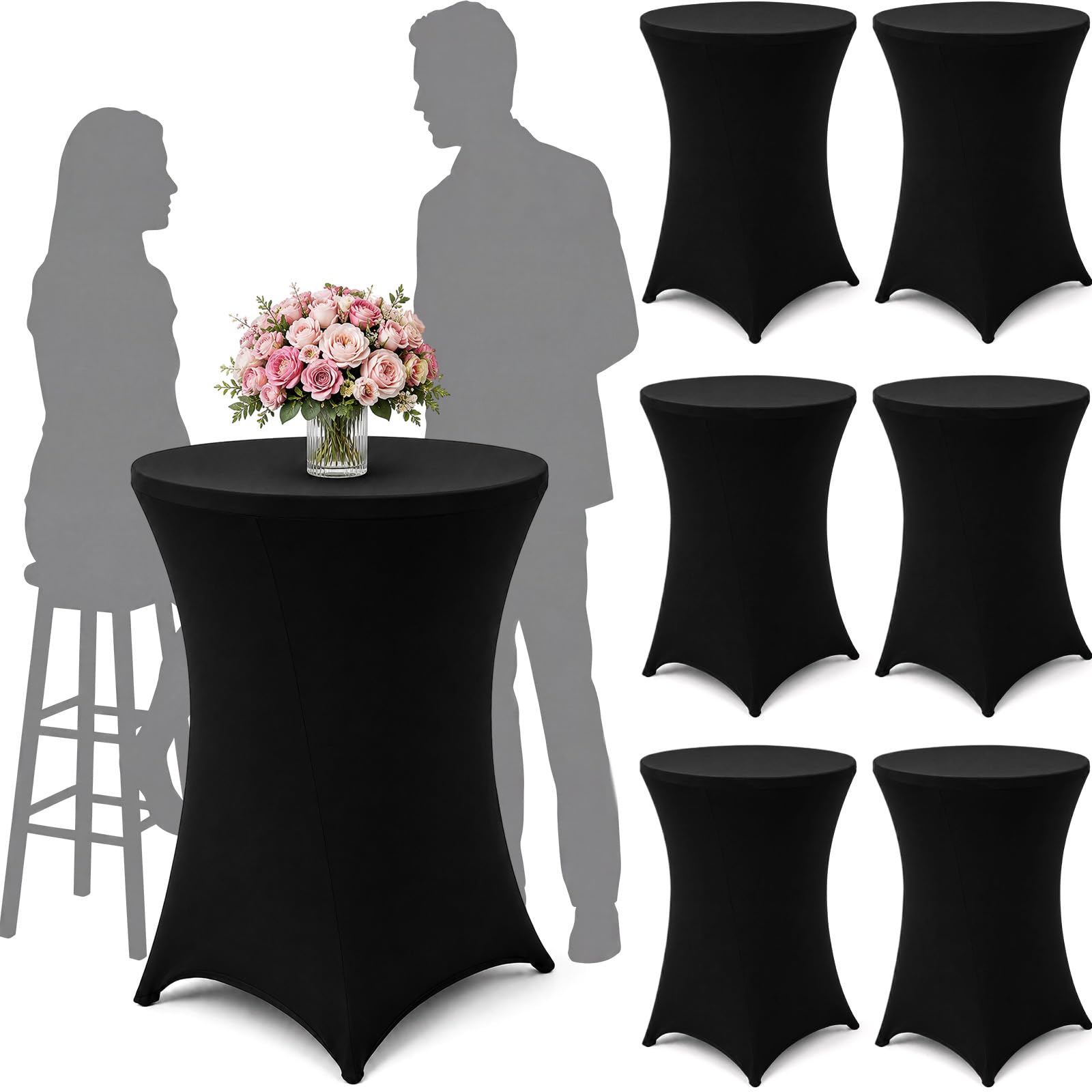Photo 1 of Chitidr 6-Piece 32" Round Folding Cocktail Tables with Black Spandex Covers