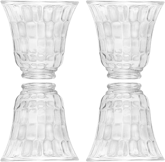 Skelang Set of 4 Glass Lamp Shades, Replacement Shades, Bell Shaped Lampshades for Light Fixture, Table Lamp, Pendant Light, Wall Light
