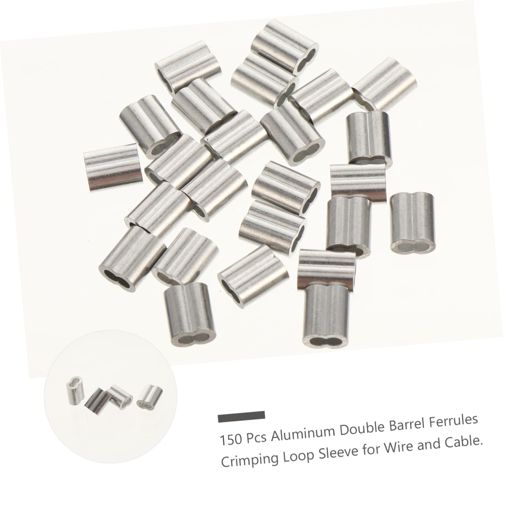 MUCKLILY Sets Crimping Loop Sleeves Aluminum Cable Sleeves Clips Hardwares for Purpose Cable Pcs