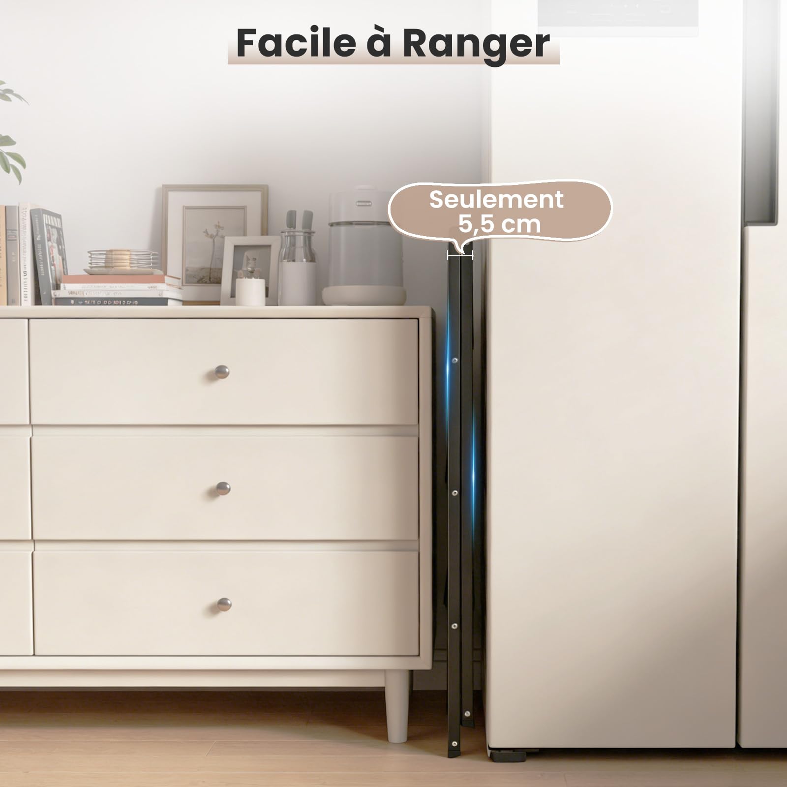 Sekey Marchepied 3 Marches Pliable Aluminium, Escabeau Escamotable Châssis Acier Marches Alu Anti-Glissantes, Ultra Léger pour Maison & Cuisine, Certifié TÜV SGS EN131 EN14183, Capacité 150 kg, Noir