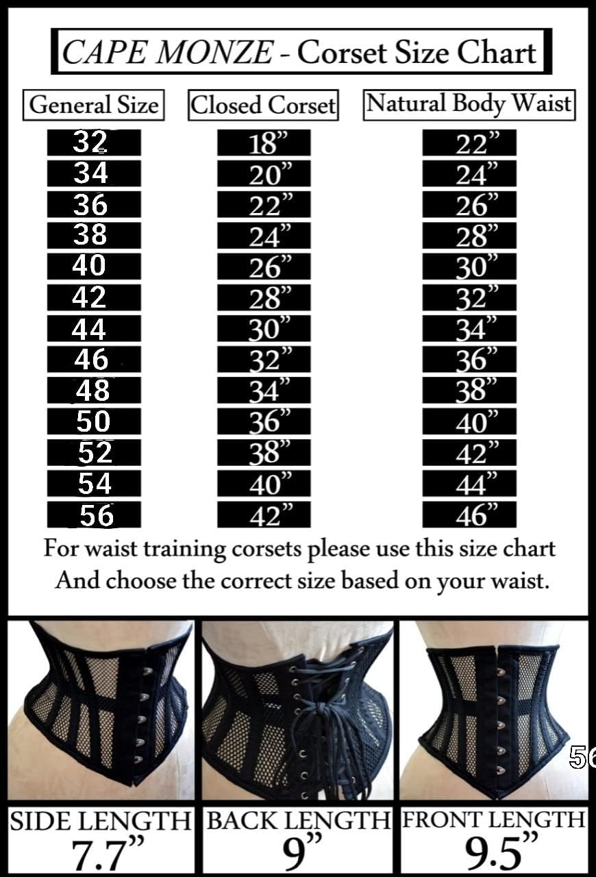 Naveed Corset sous la poitrine pour femme en maille filet avec laçage solide