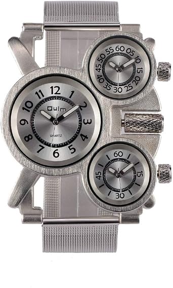 Oulm Military Watches with Three Movt Design and Stainless Steel Band