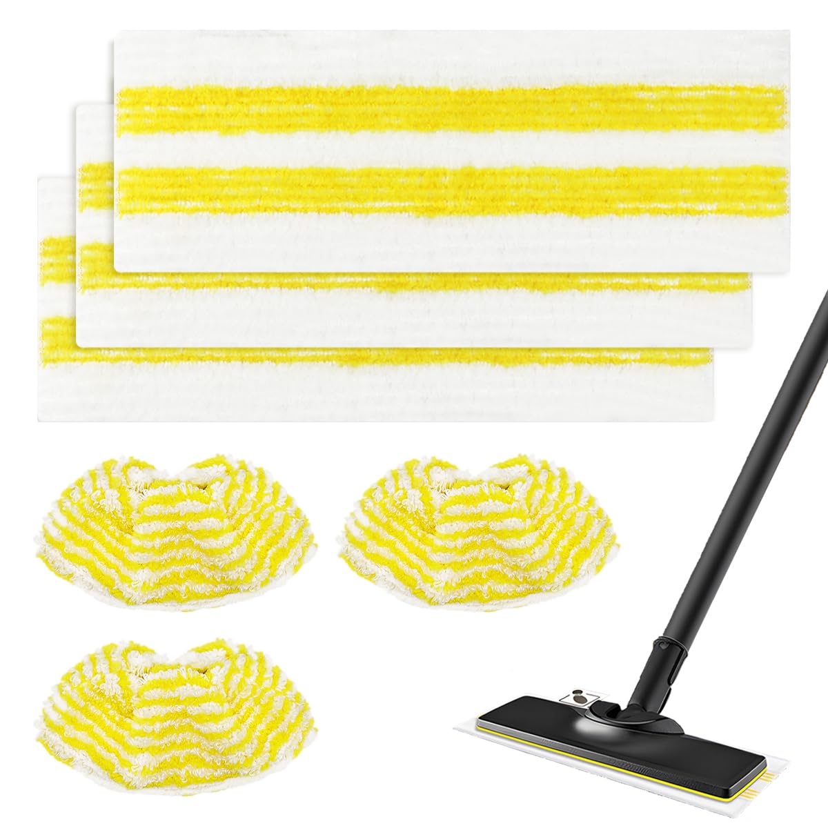 6 pezzi fodere in microfibra compatibili con pulitore a vapore Kärcher EasyFix SC 1 SC 2 SC 3 SC 4 SC 5 – Set di 3 panni per pavimenti + 3 copri ugelli, lavabili e riutilizzabili