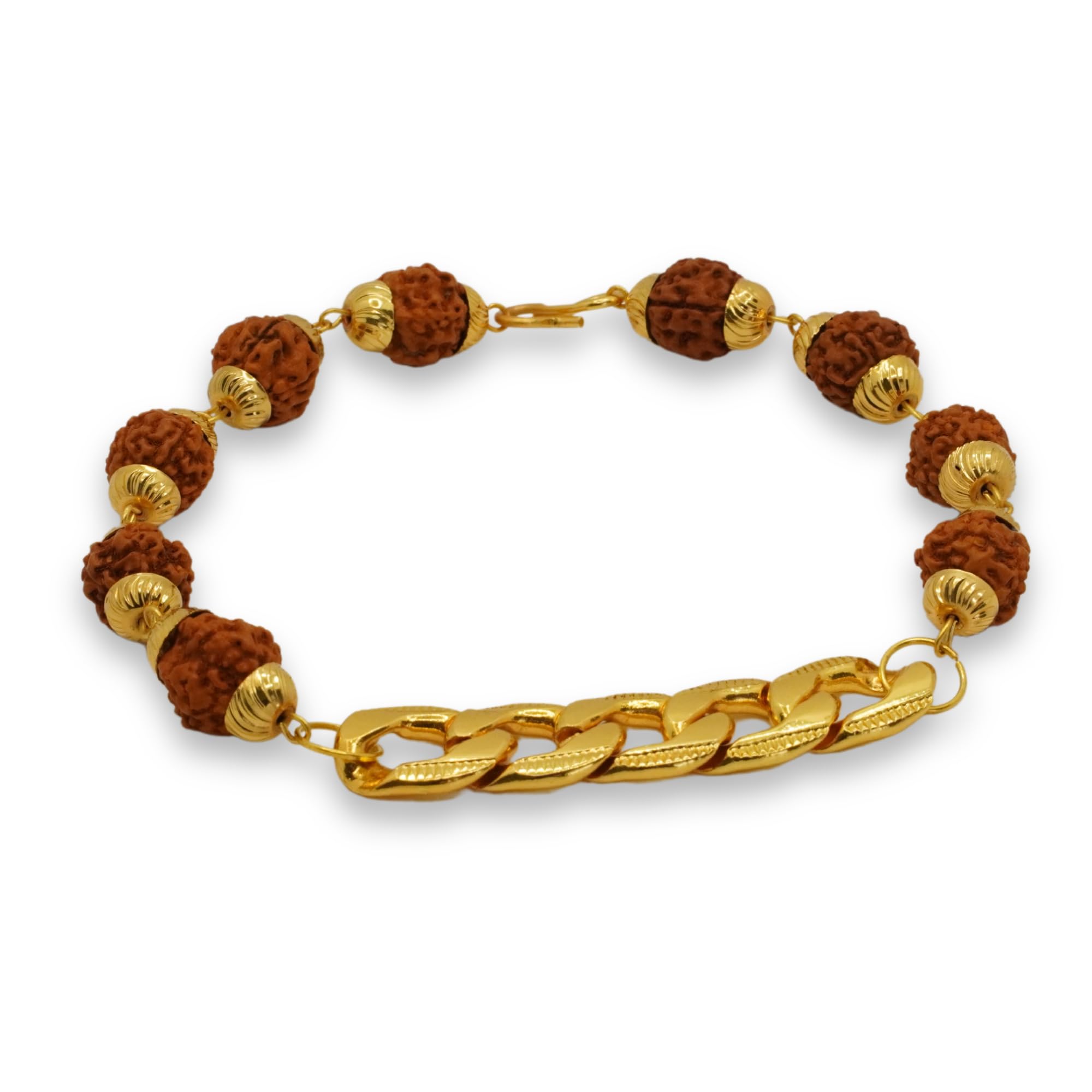 Japam Gold Plated Links Rudraksha Bracelet for Men and Women | Length, 8.6 inches | Bracelets For Men | Om Bracelets For Men | Shiv Bracelets For Men (B0CZY141GJ) Amazon Price History, Amazon Price Tracker