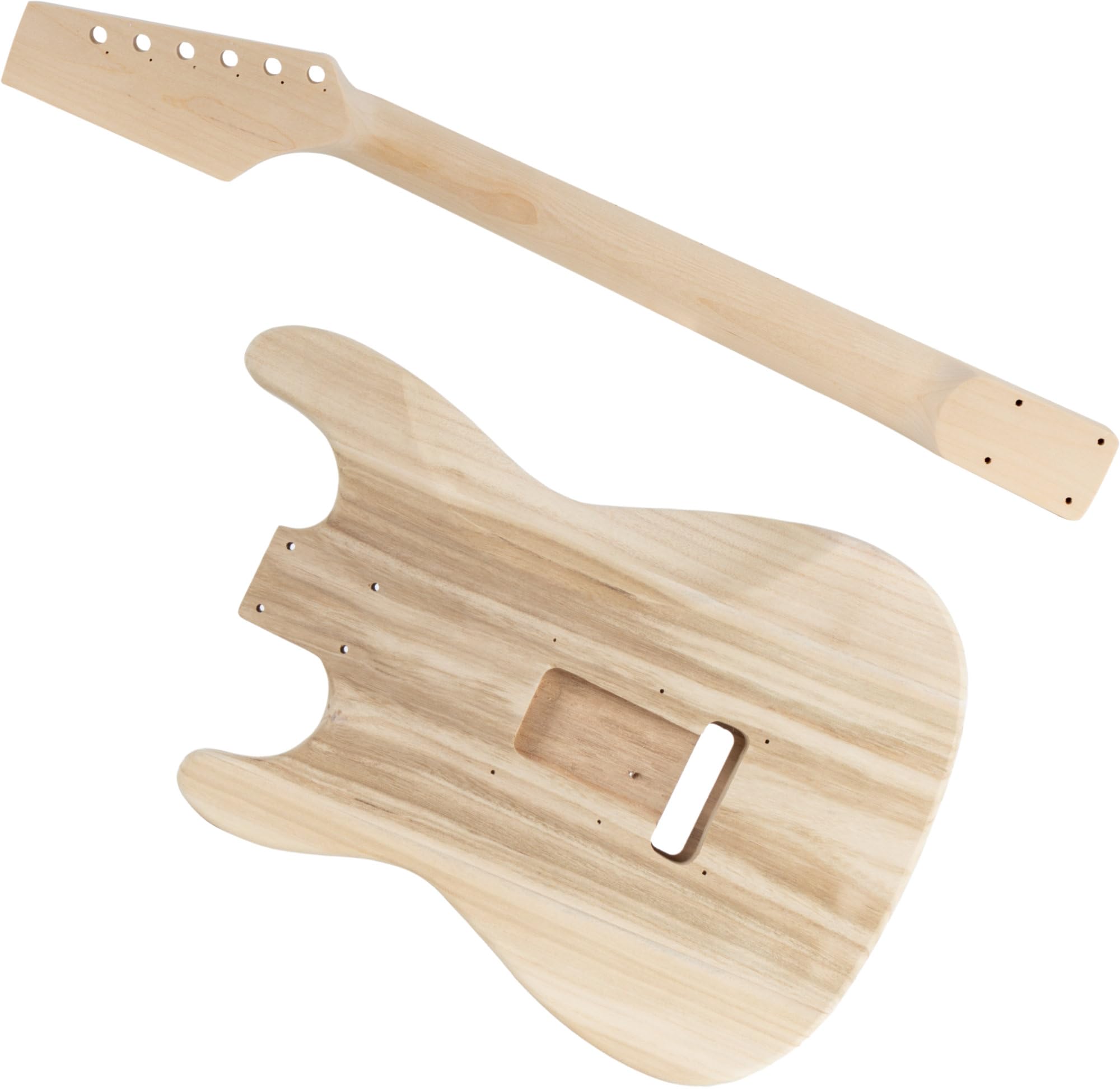 Rocktile Kit chitarra elettrica PST-Style — kit fai-da-te da assemblare: corpo Paulownia, manico acero, tastiera acero, 3 pickup single-coil, sistema tremolo con hardware incluso — finitura naturale.