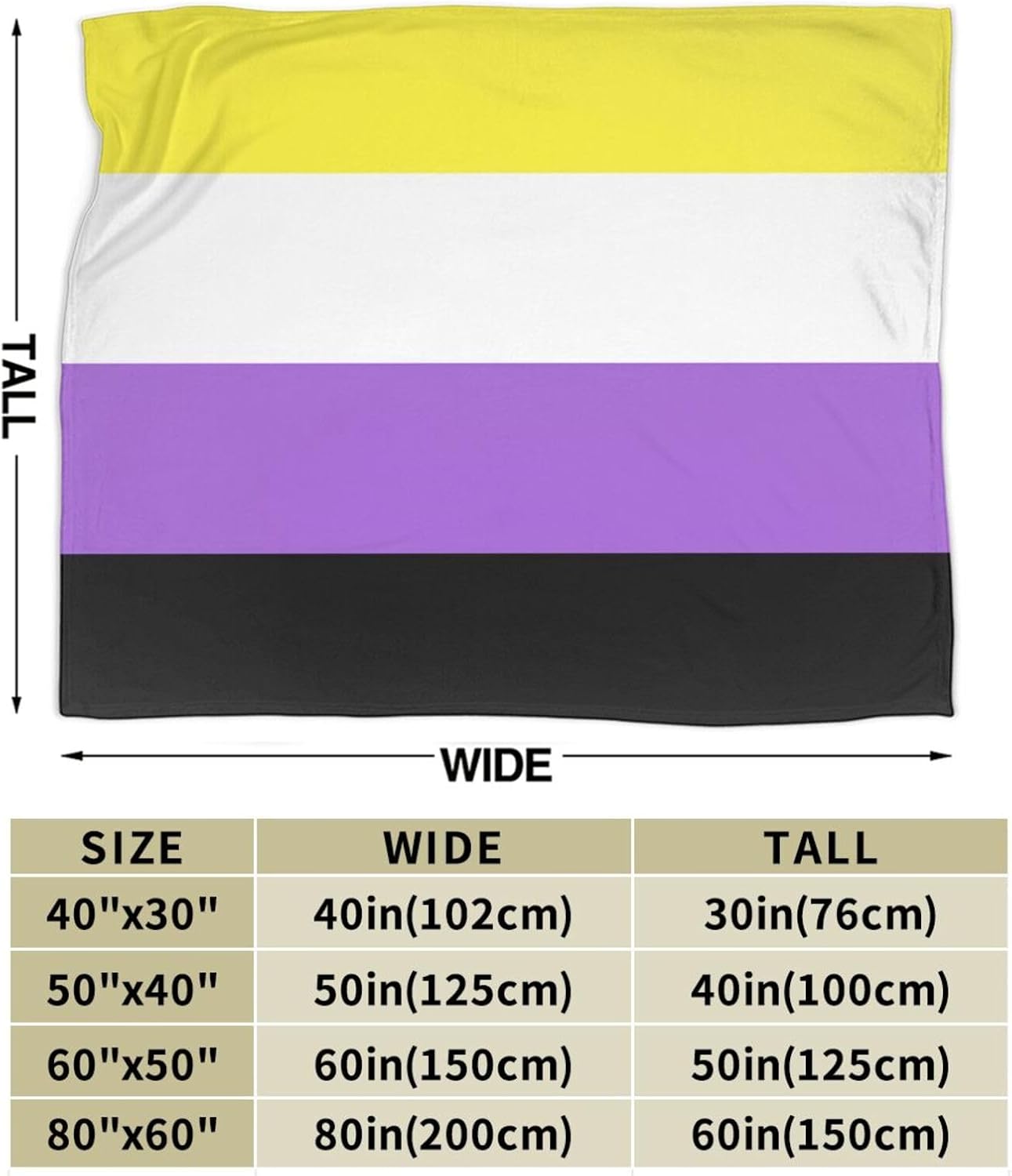 Non-Binary Pride Flag Blanket Super Soft Flannel Throw,Ultra-Soft Blanket for Bed Or Sofa All Season,Cozy Lightweight Blankets for Women Kids Adults 50"X 40"