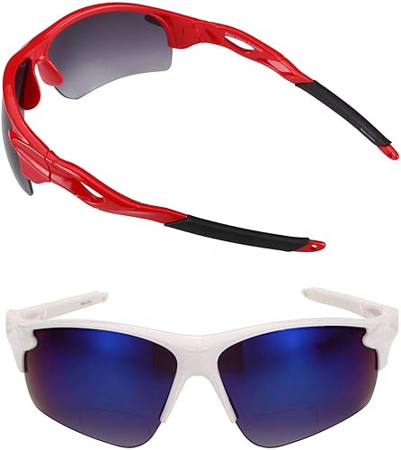 Miniatura 6 de Mass Vision 2 pares de lentes de sol de lectura unisex "The Athlete" de precisión, ligeros, bifocales Negro -,1 par - negro polarizado,1 par - azul