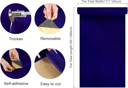 Miniatura 8 de CHIHUT Forro de terciopelo autoadhesivo para cajones de joyas, forro de tela de terciopelo negro, forro de terciopelo negro para cajones de tocador,