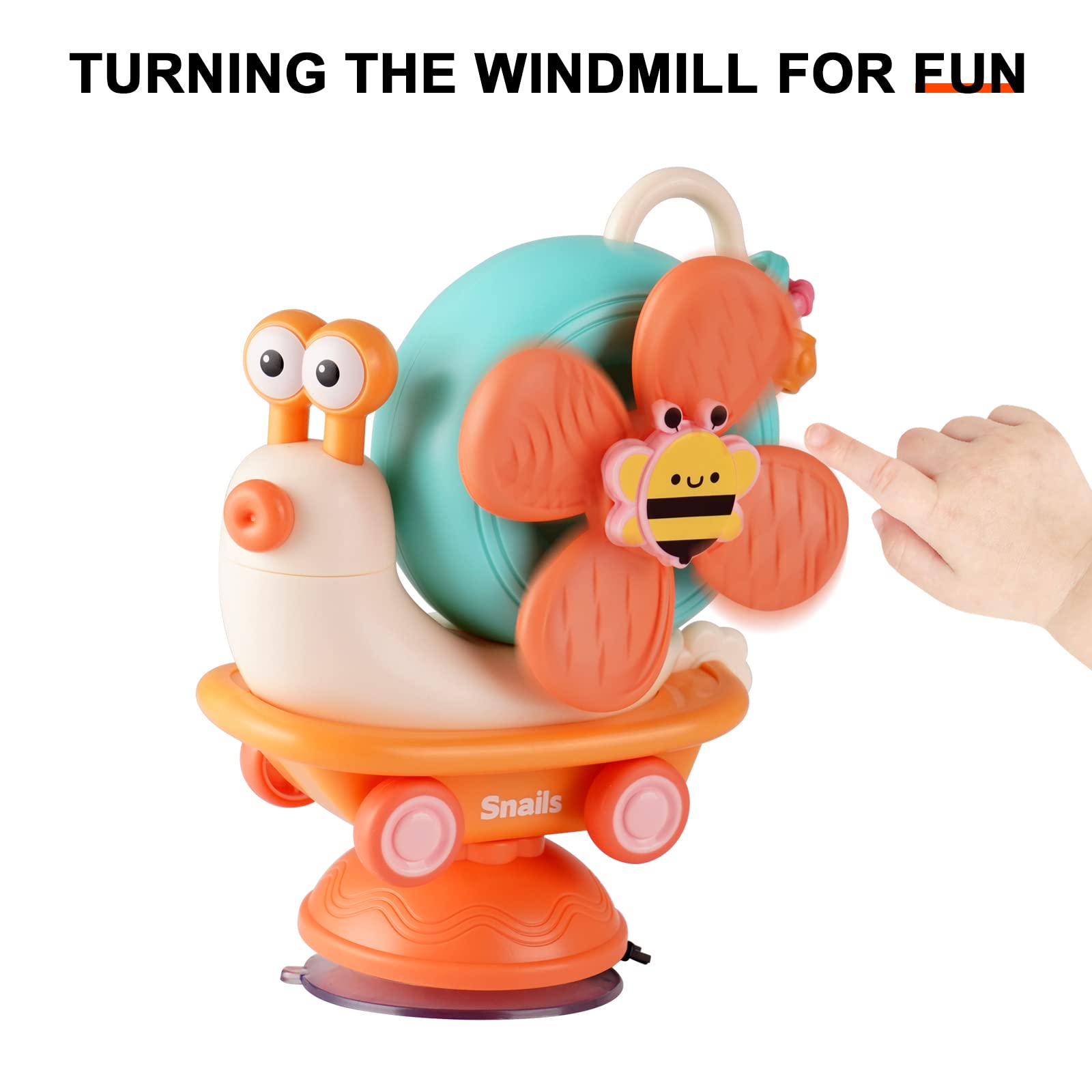 Hiitytin Snail Suction Cup Spinner Toy for Baby, Multifunction High Chair Toy and Infant Bath Toy, Montessori Sensory Toy Educational Learning Gifts for Newborn Boys Girls Toddler Birthday