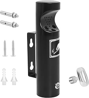 Mülleimer Wandmontage aus Edelstahl, Vertikaler Wandmülleimer für Draussen, Tubular öffentliche Abfallbehälter Papiereimer mit Schloss, für Terrasse, Restaurant, Hotel und Büro, 28,3 * 6,3 cm