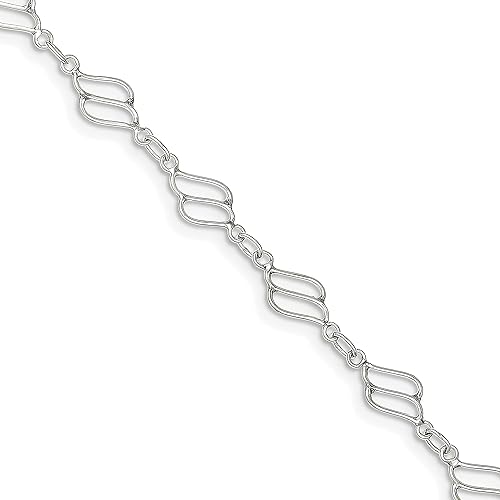 Miniatura 2 de Plata de ley Fancy Enlace Tobillera Cadena Joyería 10"