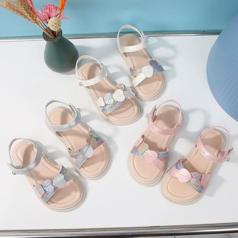 Little Girls Sandals Flats Cute Hearts Colorful Dress Shoes Party Wedding3