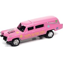 ModelToyCars Custom Haulin' Hearse, Flat Strawberry Pink - Johnny Lightning JLSP180/24A - 1/64 Scale Diecast Model Toy Car