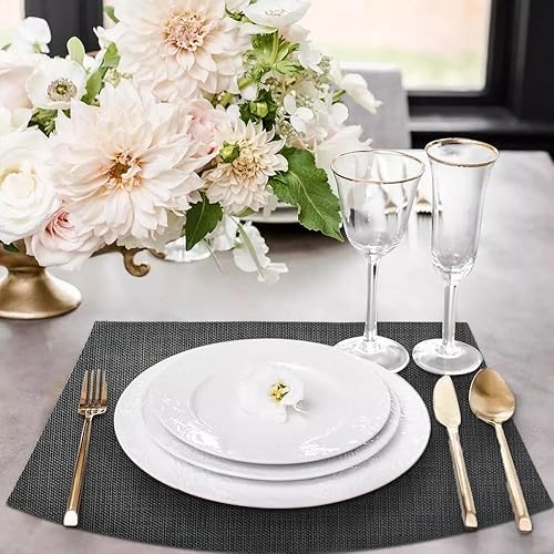 Miniatura 4 de homEdge Mantel individual de PVC, manteles individuales de cuña, manteles individuales de vinilo lavables, para mesa redonda, juego de 4 unidades,