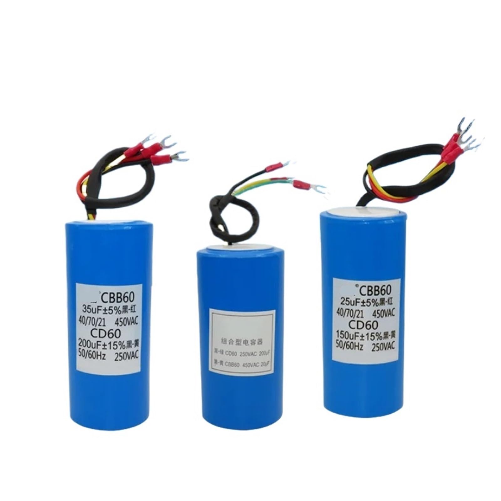 KSZHZYMGX 1pcs CBB60+CD60 three wire combination capacitor 450V 250V(35UF-200UF)