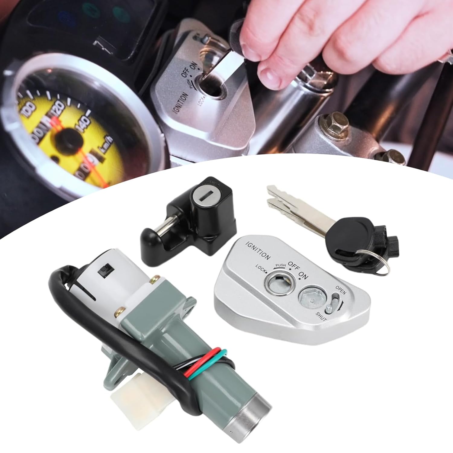 Ignition Key Switch for Hawk 250 and TBR7,Motorcycle Ignition Lock Cylinder for Hawk 250cc/TBR 7