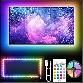 Fita LED RGB 5 Metros Com Controle Remoto, Sensor de Som, As Luzes Acompanham a Música, Entrada USB, Perfeita Para Salas de TV, Setup Gamer, Quartos, Bares e Festas, Decoração, Controle de Cores