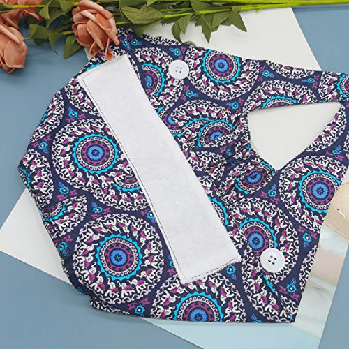 Wainis 6 Pcs Cute Cotton Printed Working Cap With Button Sweatband Adjustable Tie Back Bouffant Hat For Women Men #TOP5