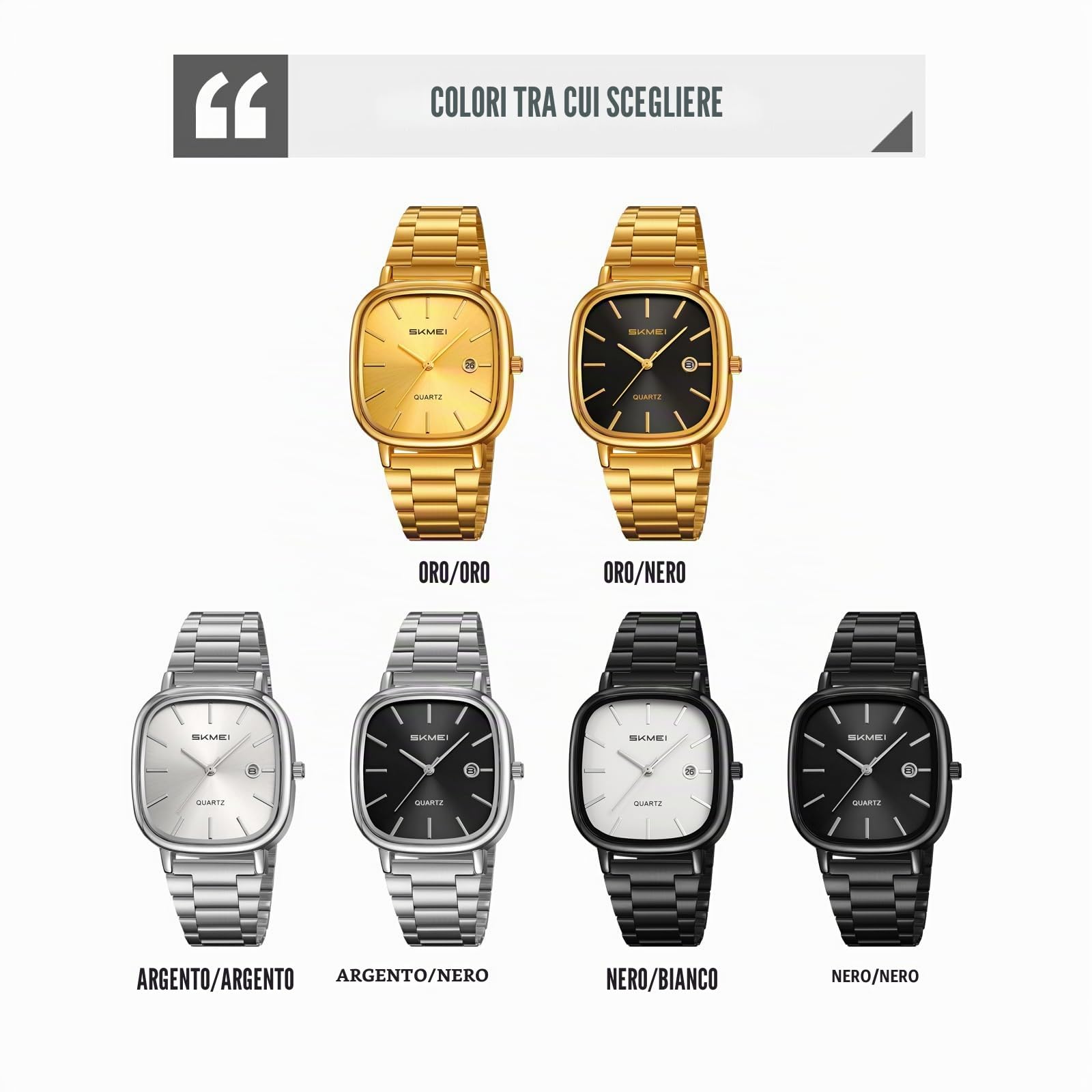 Gosasa Orologio da polso analogico da uomo, minimalista, quadrato, al quarzo, alla moda, casual, impermeabile, ultra sottile, cinturino in acciaio inox con datario, regalo per uomini e donne