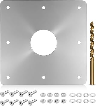 Pool Skimmer Wall Repair Panel Kitfor Above Ground Pools, 8"x 8" Rust Fix Panel with 2-3/8" Hole, Stainless Steel Water Return Repair Kit Includes Industrial Drill Bit and Hardware