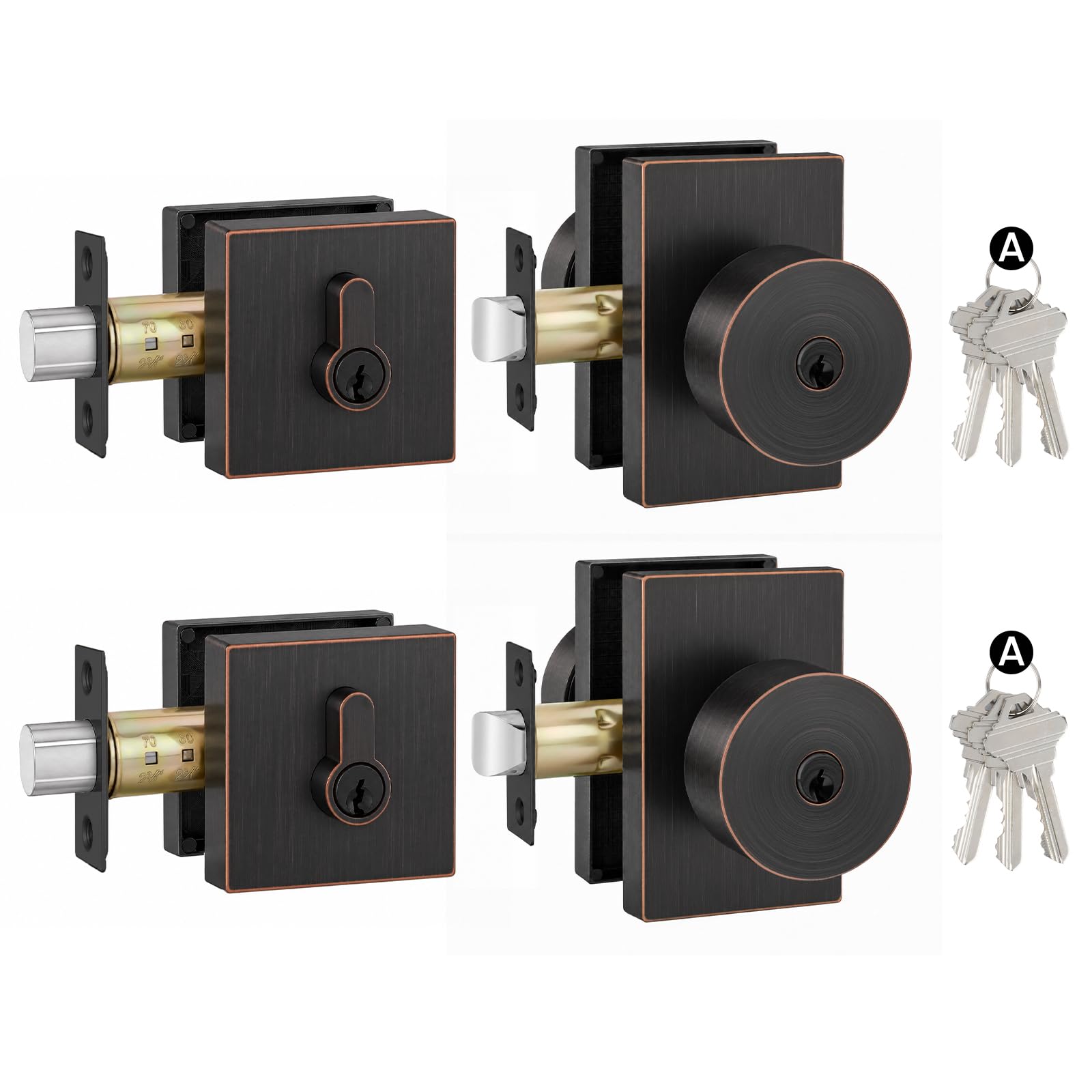 Haidms Oil Rubbed Bronze Door Knob and Deadbolt Set