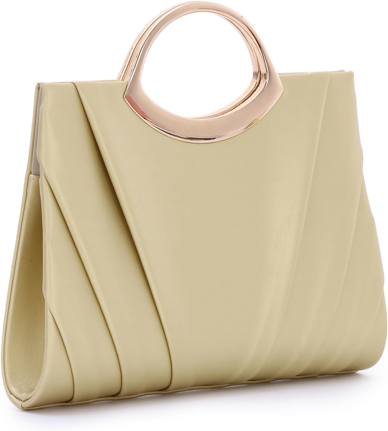 Oweisong Clutch Purse for Women Formal Vegan Leather Evening Bag Ruched Pleated Handbags for Wedding Guest