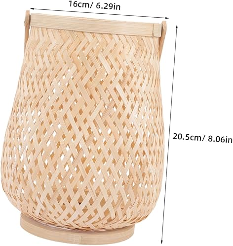 Miniatura 2 de Farol de vela de bambú con asa, tejido a mano, portavelas de bambú para luz de té, centro de mesa para patio, jardín, granja, portavelas
