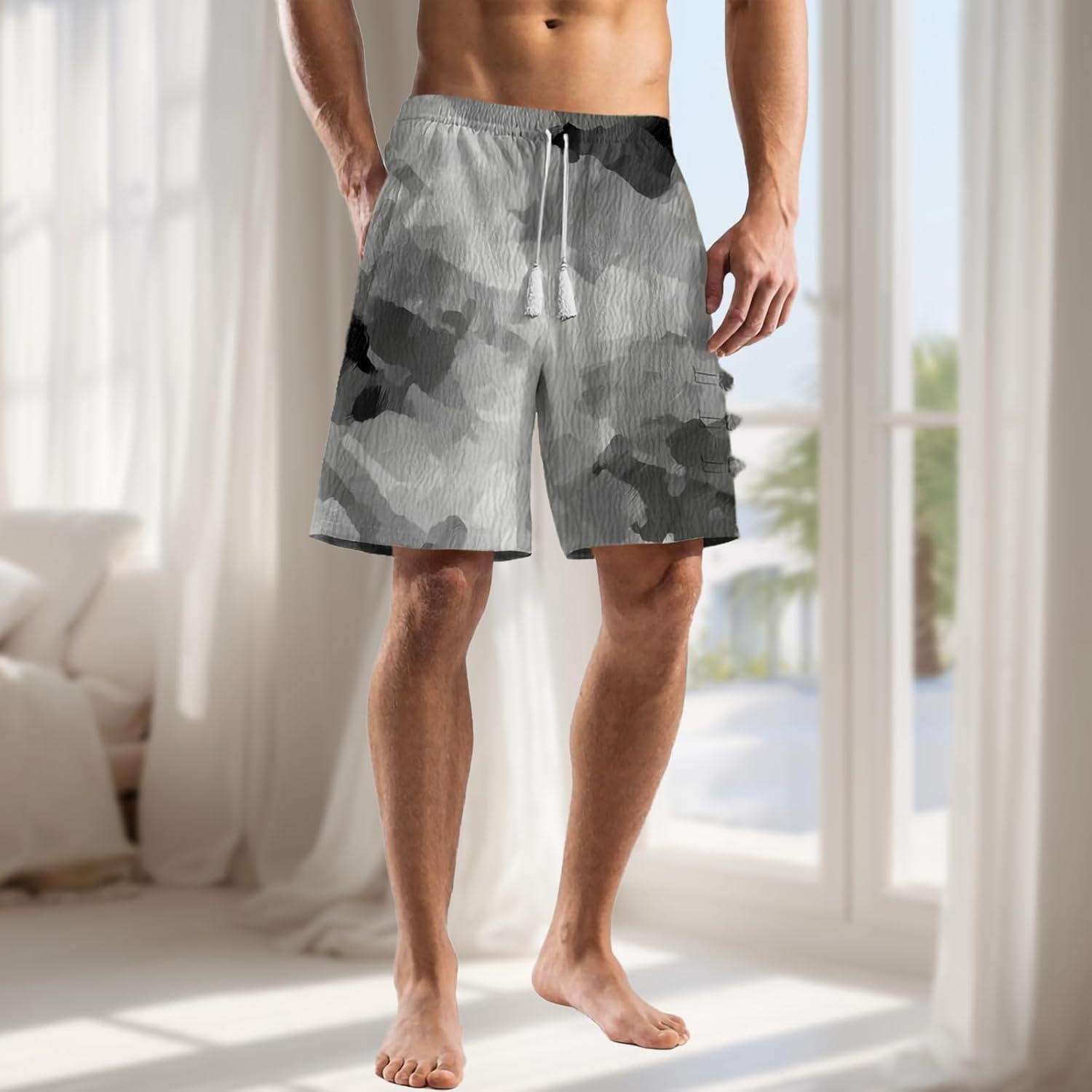 Summer Shorts Wide Leg Mens Elastic Waist Sports Running Shorts with Pockets Quick Dry Oversized Beachwear - Image 2