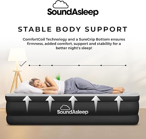 Miniatura 26 de SoundAsleep - Colchón de aire Dream Series con tecnología ComfortCoil y bomba interna de alta capacidad Azul,Negro -,Bandera de Estados Unidos