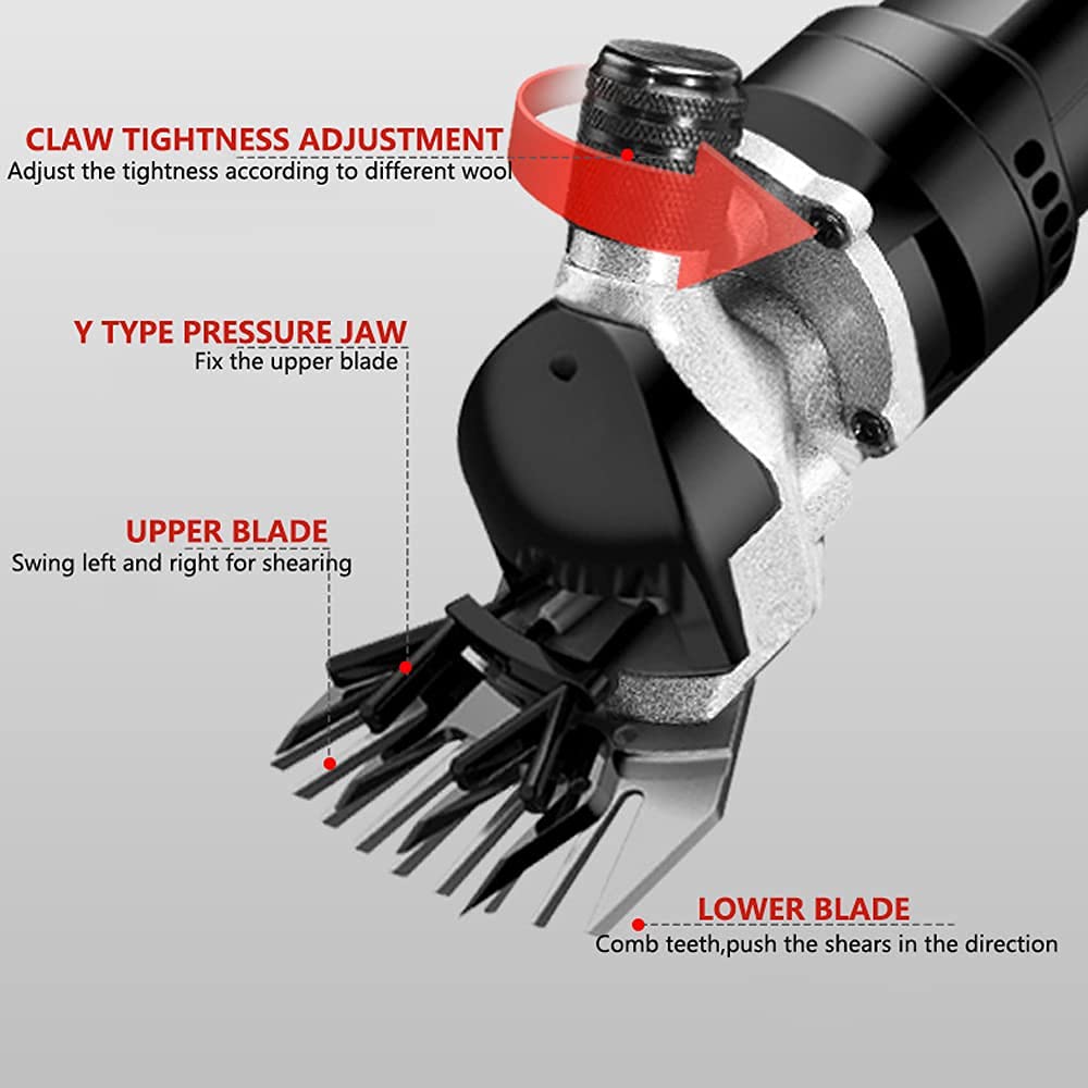 Cesoie per Pecore Professionali elettriche da 850 W 6 velocità Clippers per Pecore Alpaca per capre Heavy Duty P (Lama Curva A 9 Denti)